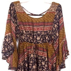 Jodifl Women's Boho 3/4 Flutter Sleeve Dress